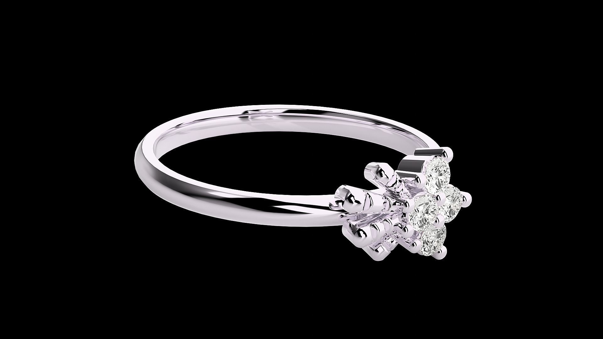 Flower Ultra light wt minimalist Women Ring 3dm stl renders 3D print model_15