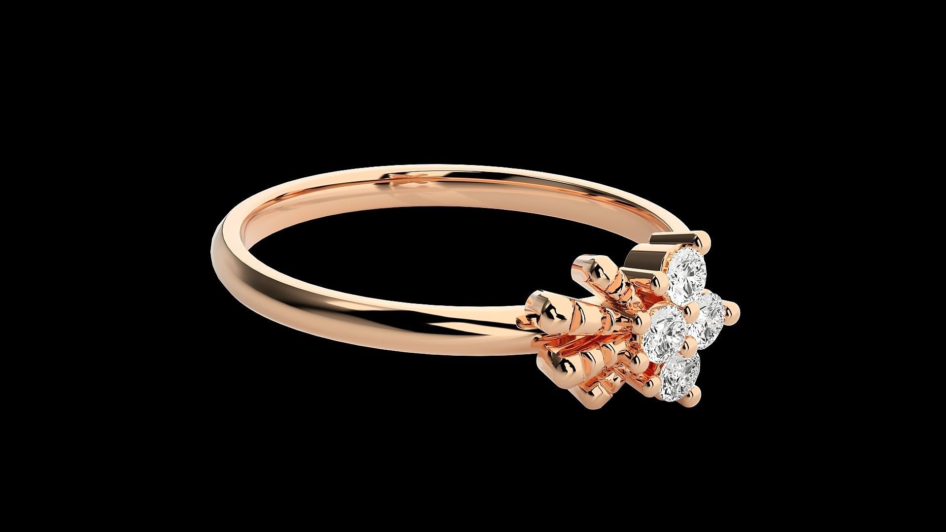 Flower Ultra light wt minimalist Women Ring 3dm stl renders 3D print model_7