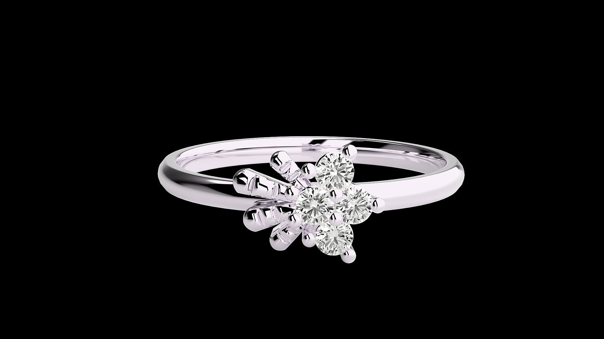 Flower Ultra light wt minimalist Women Ring 3dm stl renders 3D print model_14
