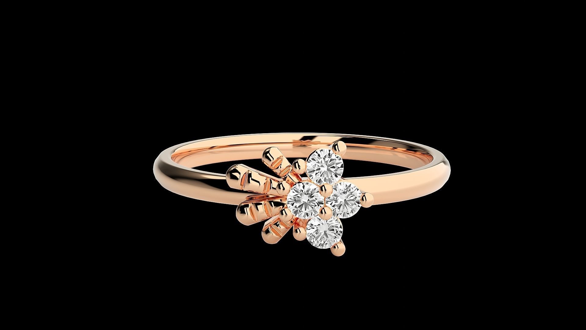 Flower Ultra light wt minimalist Women Ring 3dm stl renders 3D print model_3