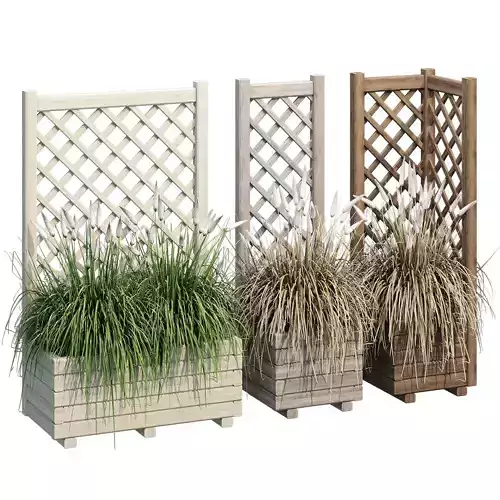 Planter with grass 3D model