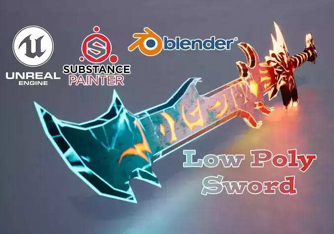 Sword Demonic FrostFire Blade Low-poly 3D model
