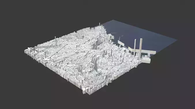 Marseille City Low-poly 3D model