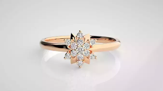 Flower Ultra light wt minimalist Women Ring 3dm stl renders 3D print model