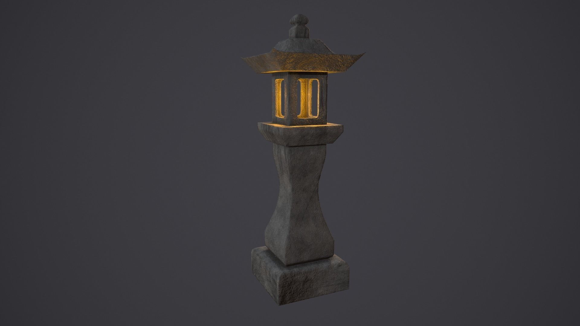 Stone Lantern Low Poly PBR Low-poly 3D model_5
