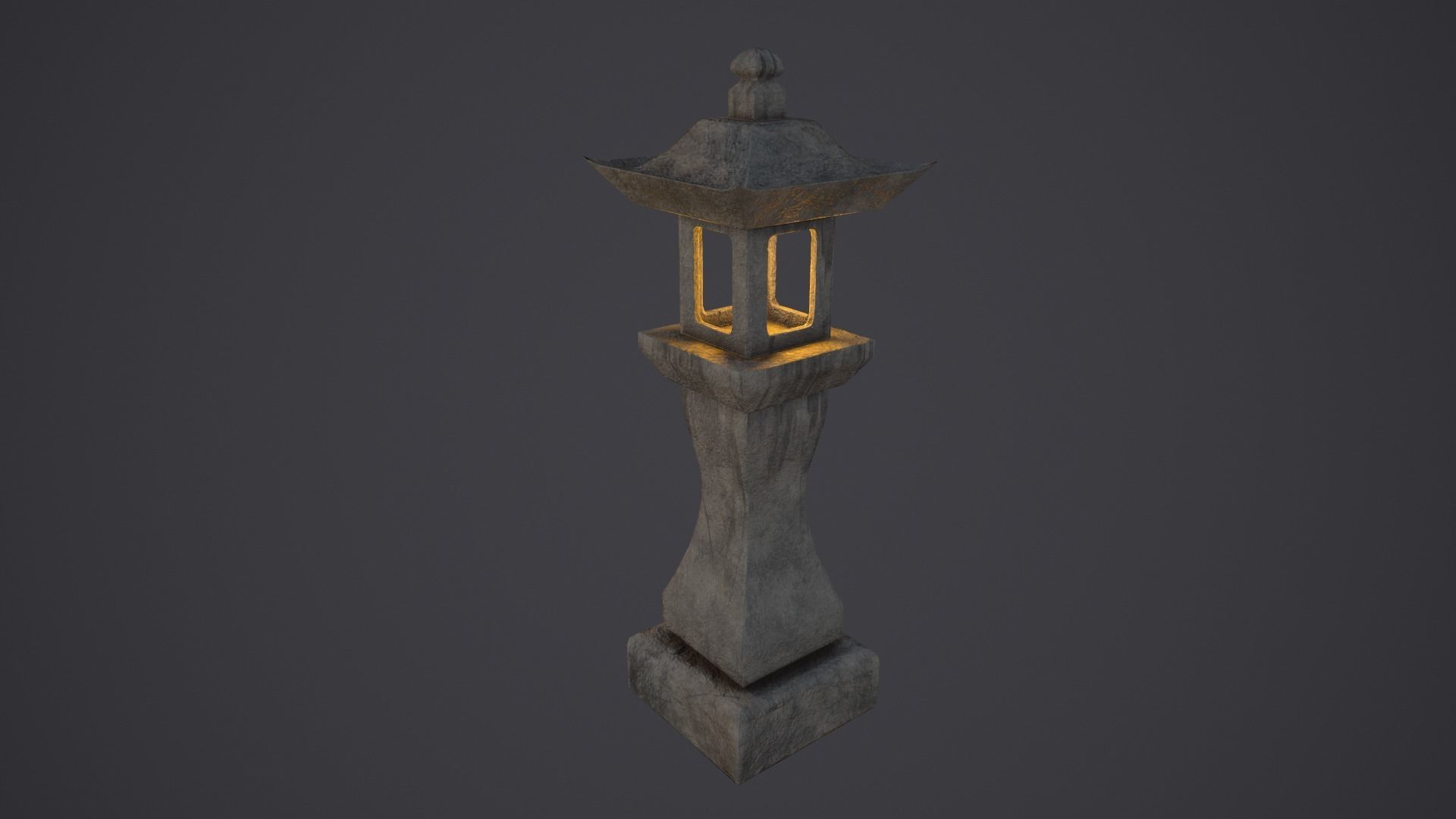 Stone Lantern Low Poly PBR Low-poly 3D model_3