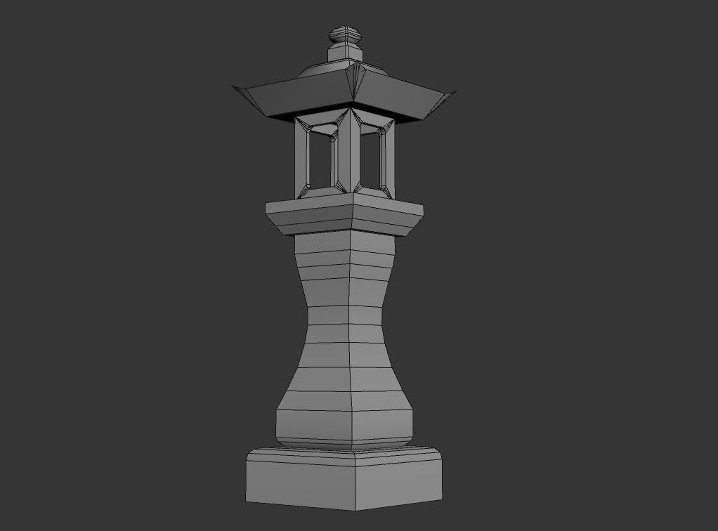 Stone Lantern Low Poly PBR Low-poly 3D model_10