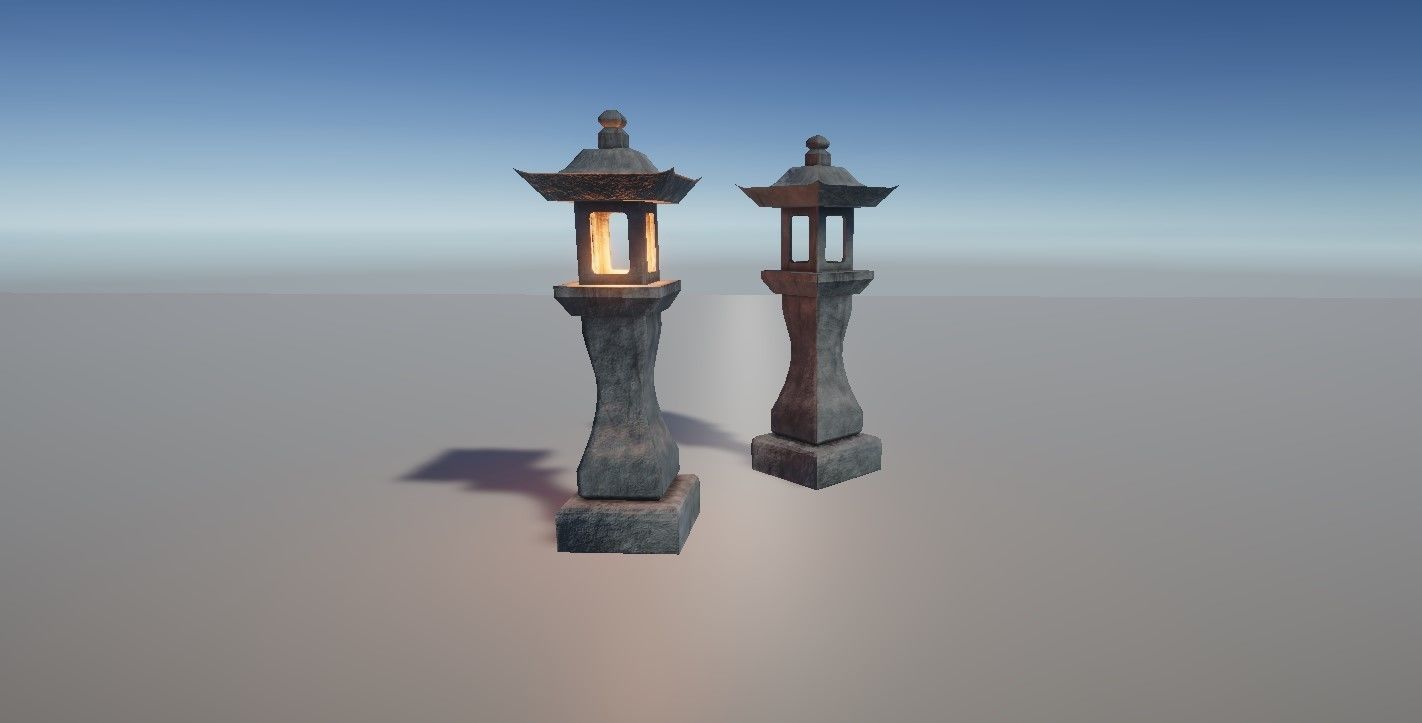 Stone Lantern Low Poly PBR Low-poly 3D model_11