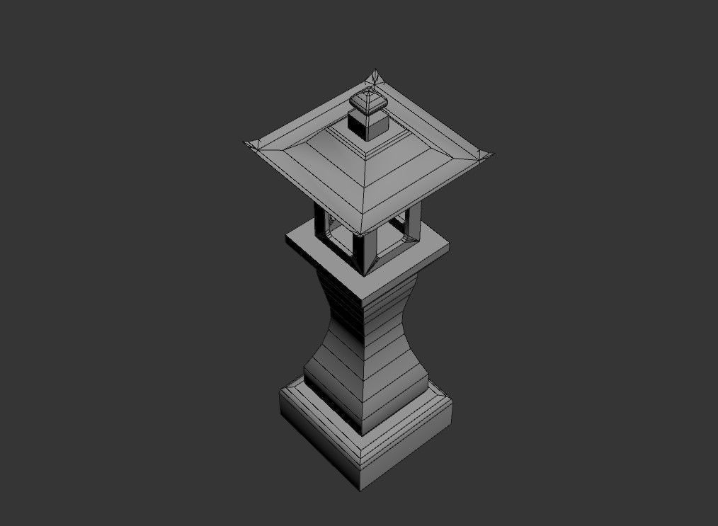Stone Lantern Low Poly PBR Low-poly 3D model_9