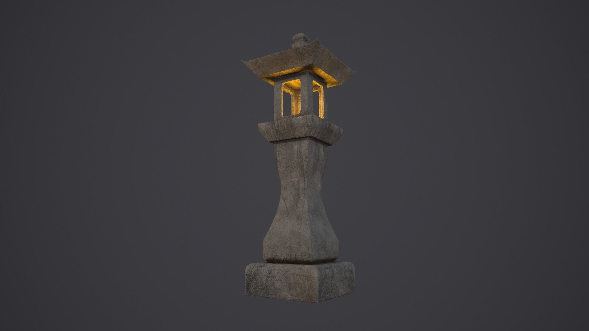 Stone Lantern Low Poly PBR Low-poly 3D model_6