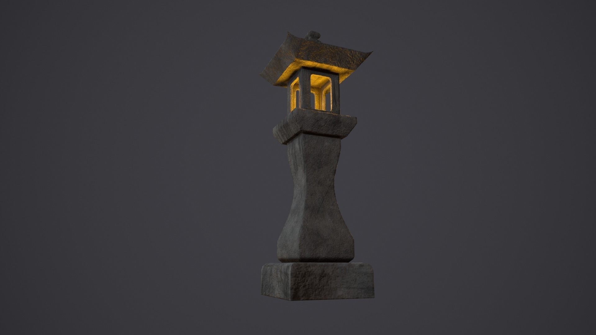 Stone Lantern Low Poly PBR Low-poly 3D model_4
