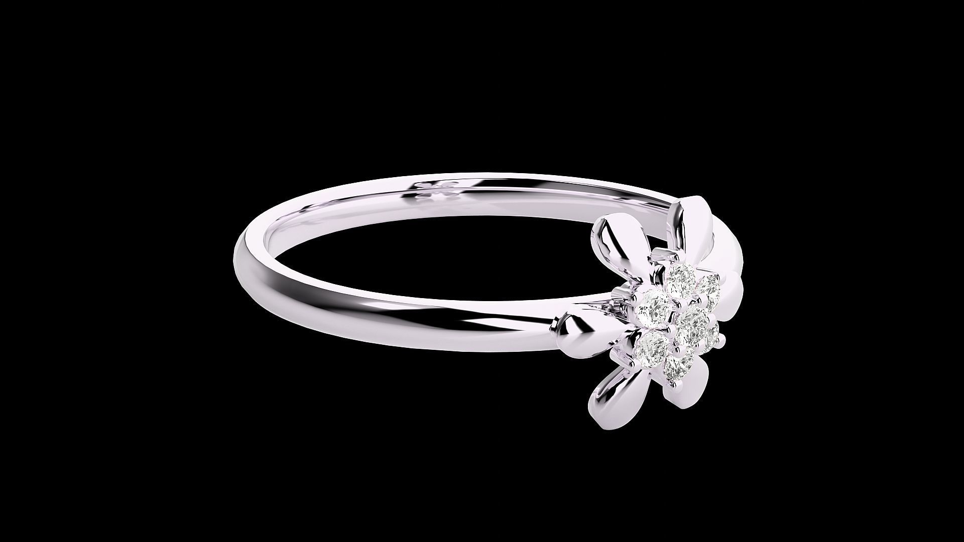 Flower Ultra light wt minimalist Women Ring 3dm stl renders 3D print model_15