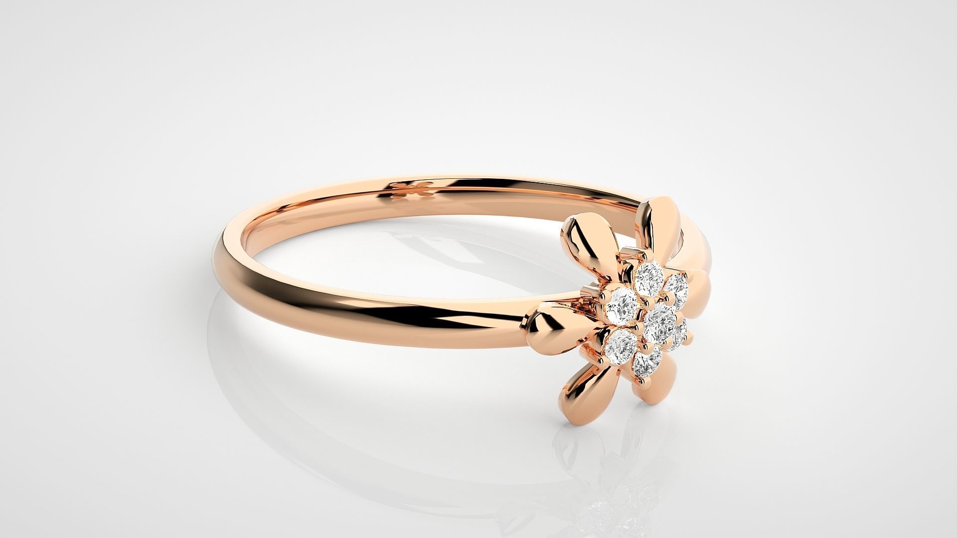 Flower Ultra light wt minimalist Women Ring 3dm stl renders 3D print model_1