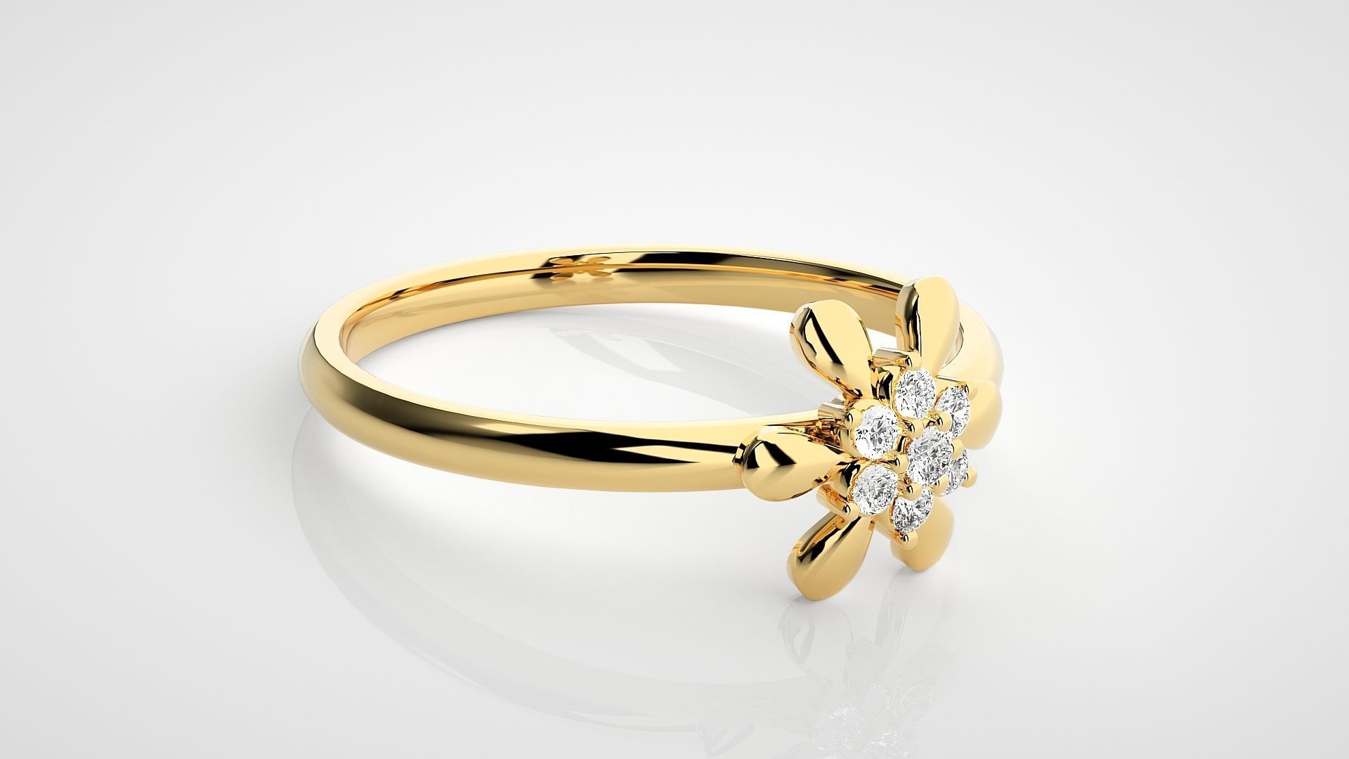 Flower Ultra light wt minimalist Women Ring 3dm stl renders 3D print model_20