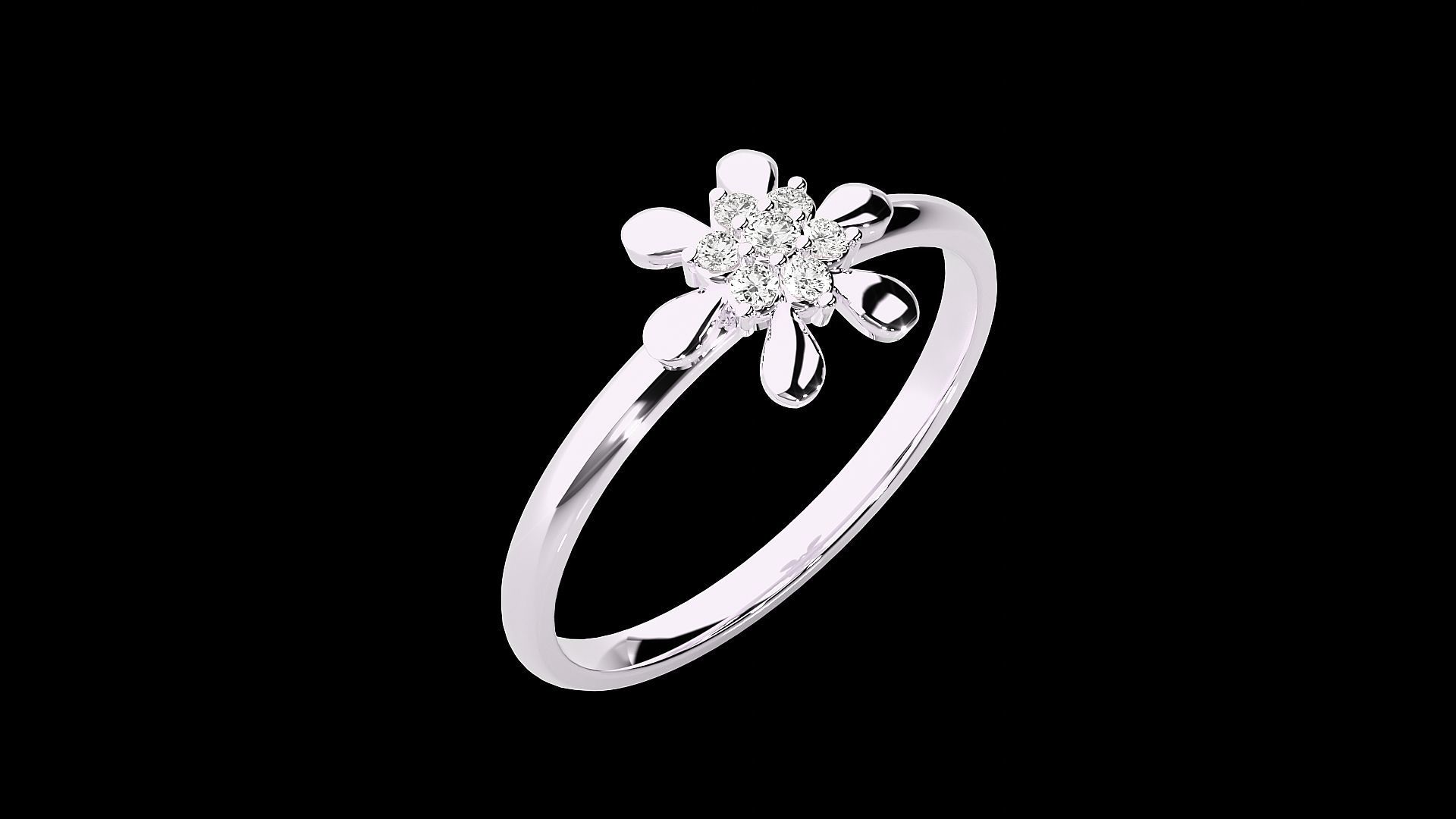 Flower Ultra light wt minimalist Women Ring 3dm stl renders 3D print model_17