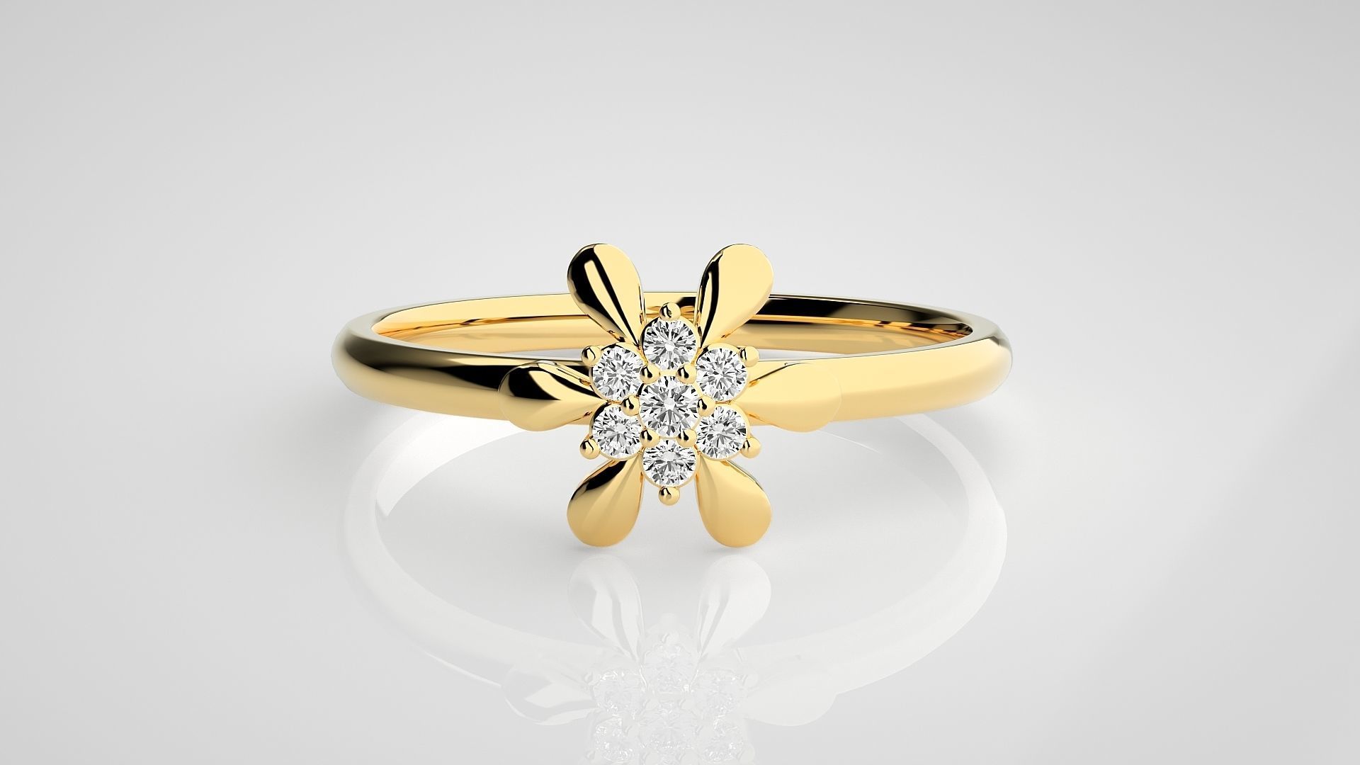 Flower Ultra light wt minimalist Women Ring 3dm stl renders 3D print model_19