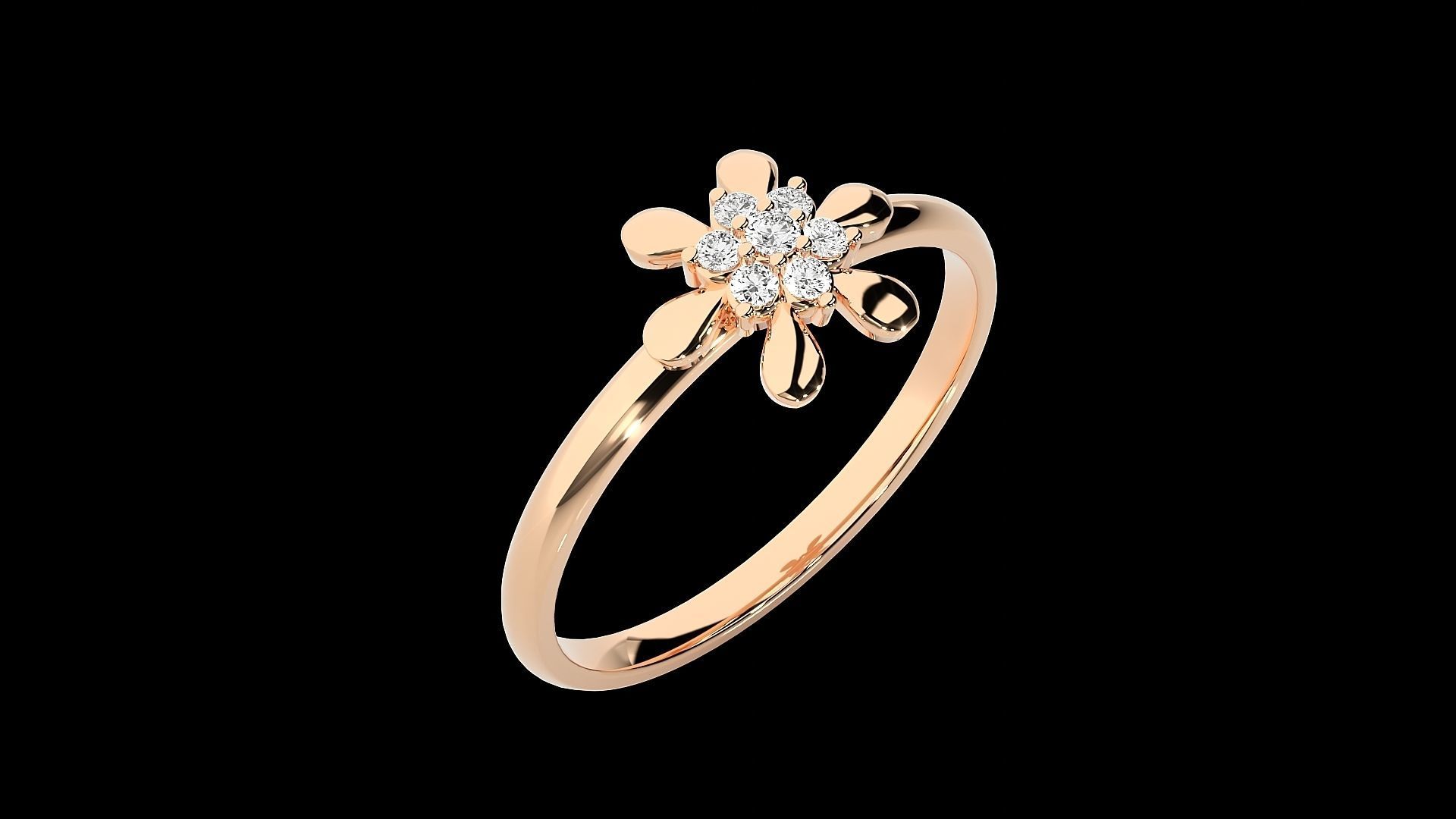 Flower Ultra light wt minimalist Women Ring 3dm stl renders 3D print model_8