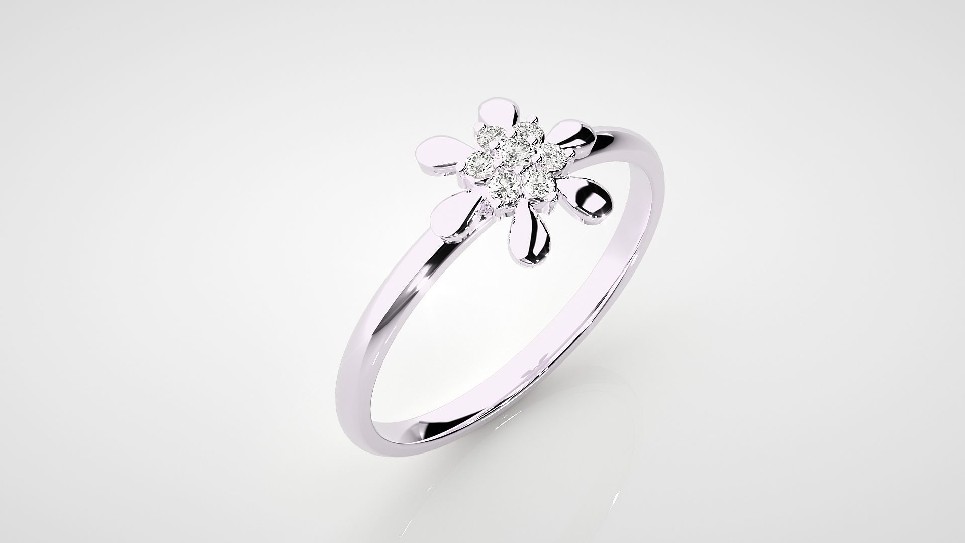 Flower Ultra light wt minimalist Women Ring 3dm stl renders 3D print model_12