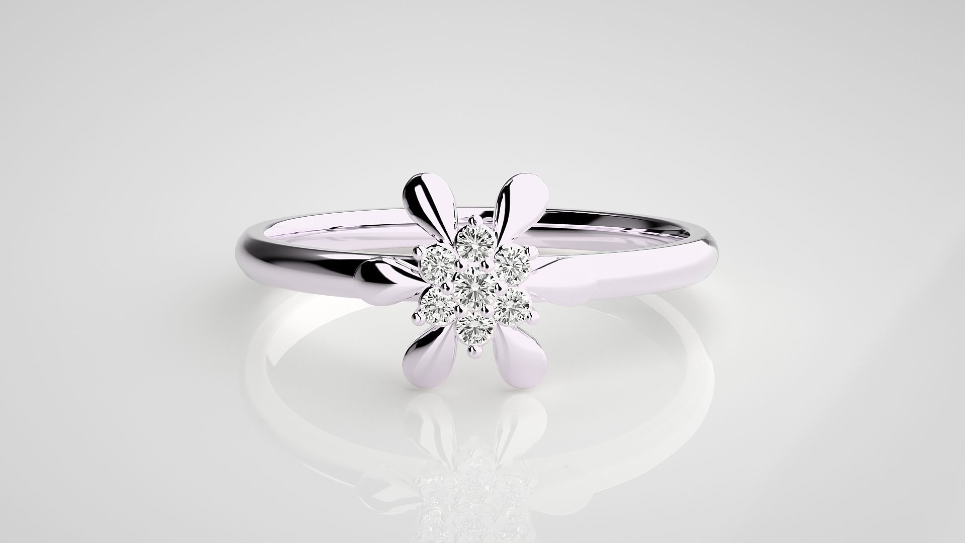 Flower Ultra light wt minimalist Women Ring 3dm stl renders 3D print model_10