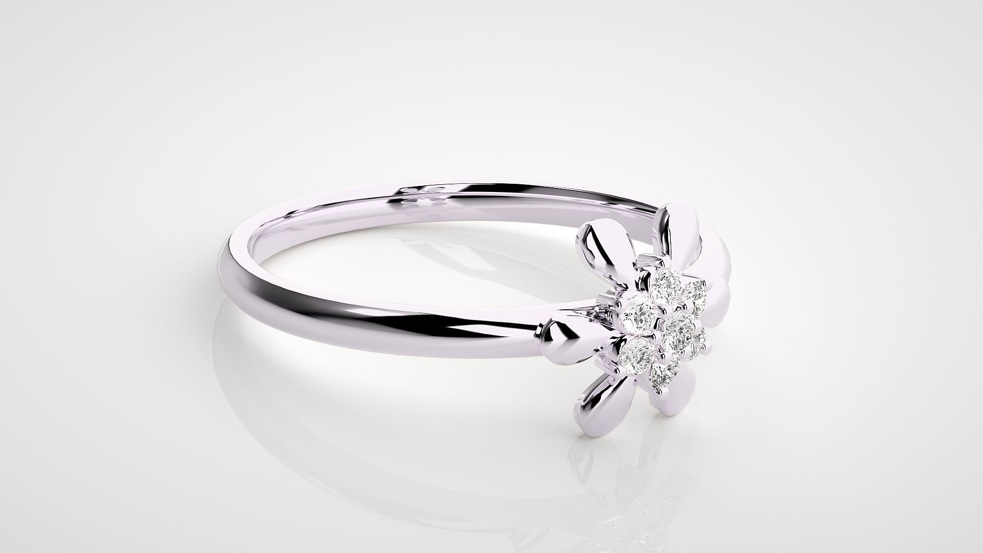 Flower Ultra light wt minimalist Women Ring 3dm stl renders 3D print model_11