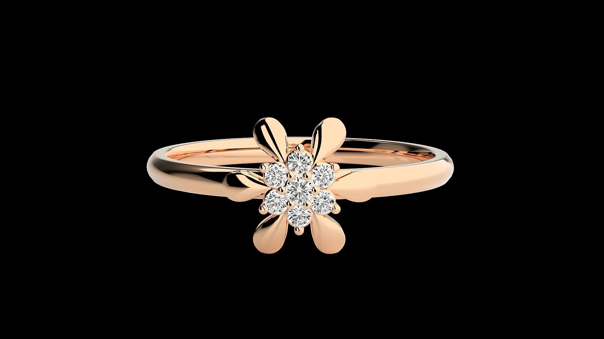Flower Ultra light wt minimalist Women Ring 3dm stl renders 3D print model_5