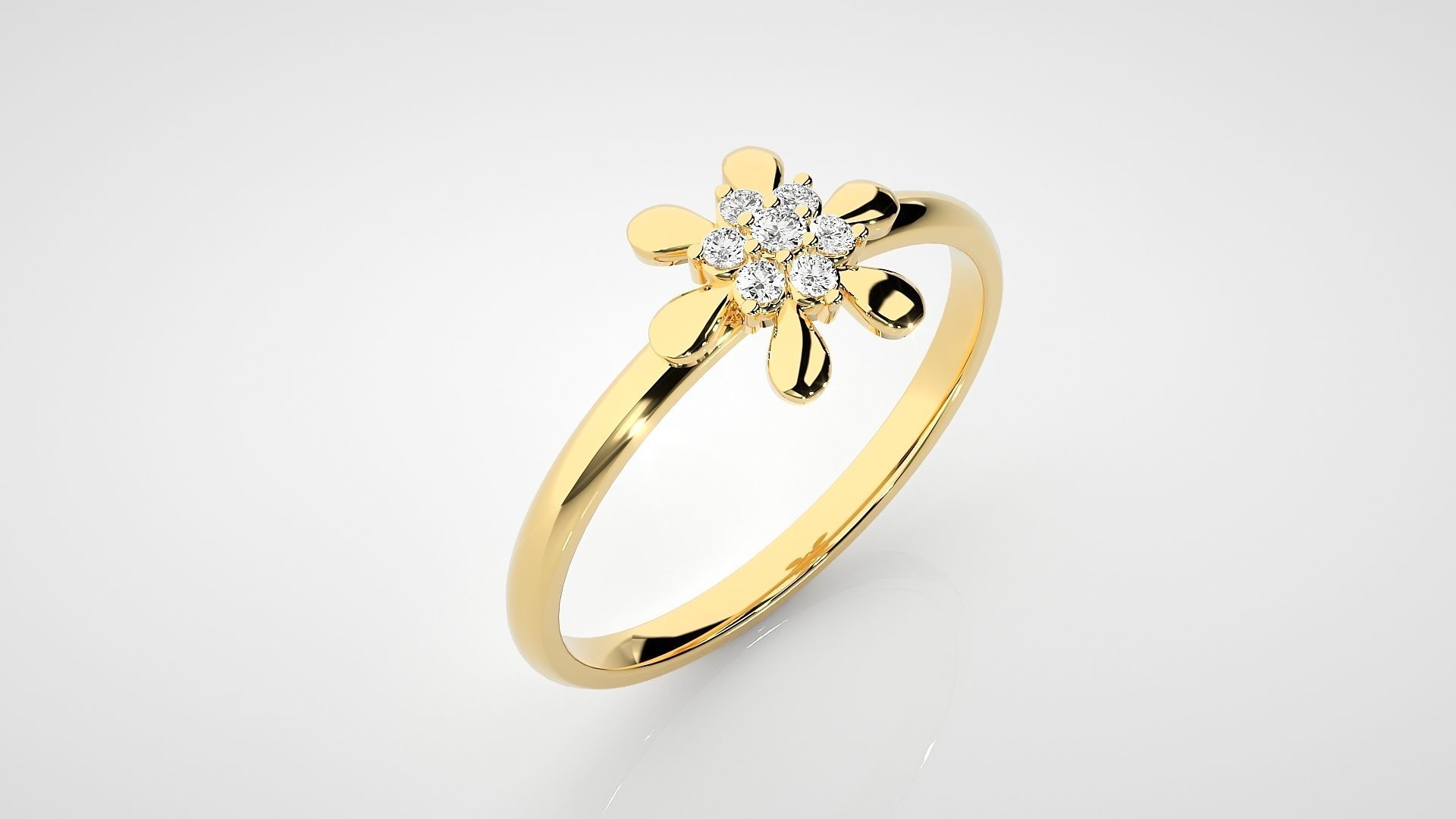 Flower Ultra light wt minimalist Women Ring 3dm stl renders 3D print model_21