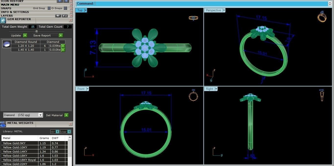 Flower Ultra light wt minimalist Women Ring 3dm stl renders 3D print model_3