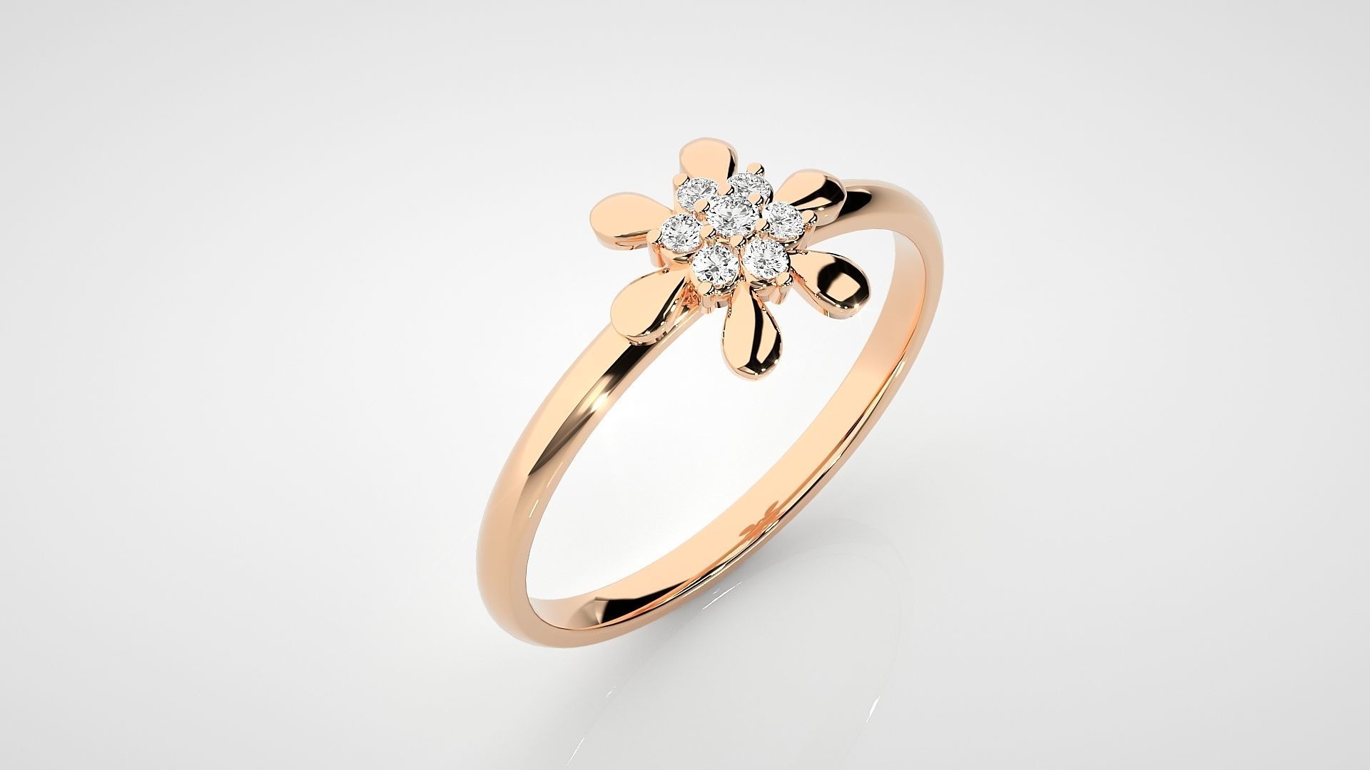 Flower Ultra light wt minimalist Women Ring 3dm stl renders 3D print model_2