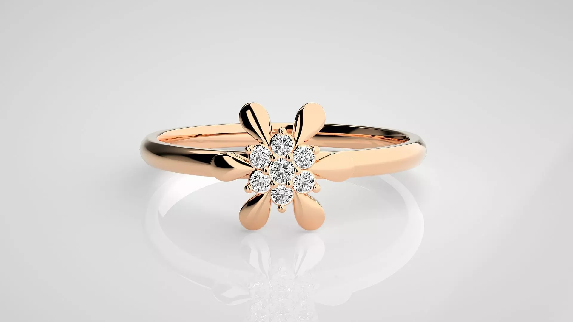 Flower Ultra light wt minimalist Women Ring 3dm stl renders 3D print model_0