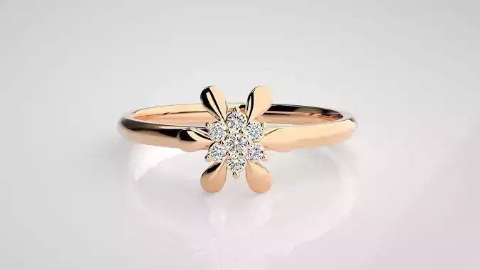 Flower Ultra light wt minimalist Women Ring 3dm stl renders 3D print model