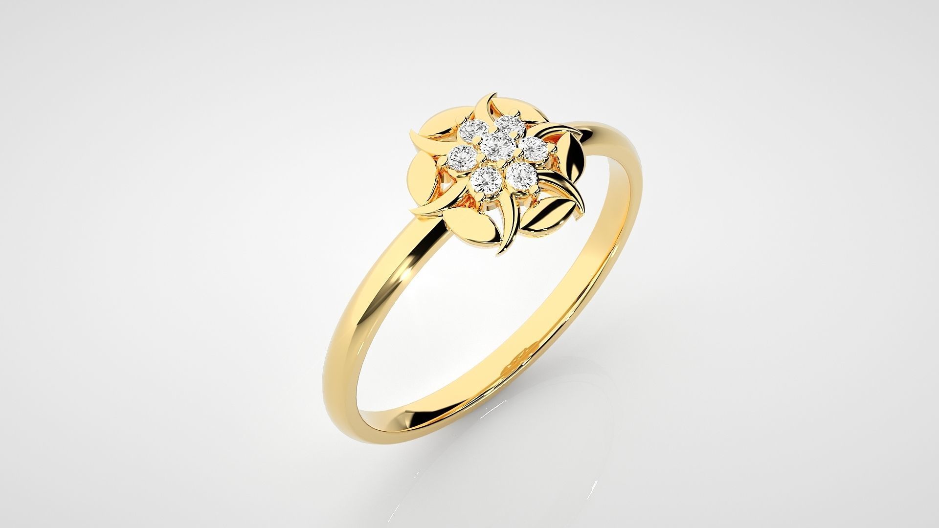 Flower Ultra light wt minimalist Women Ring 3dm stl renders 3D print model_21