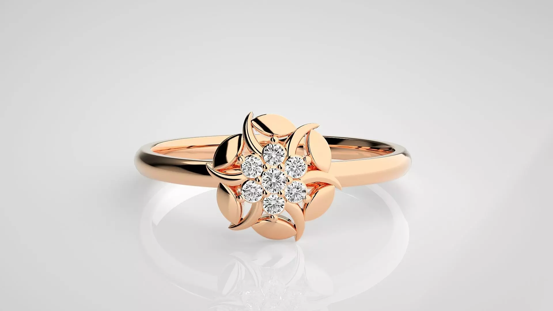 Flower Ultra light wt minimalist Women Ring 3dm stl renders 3D print model_0