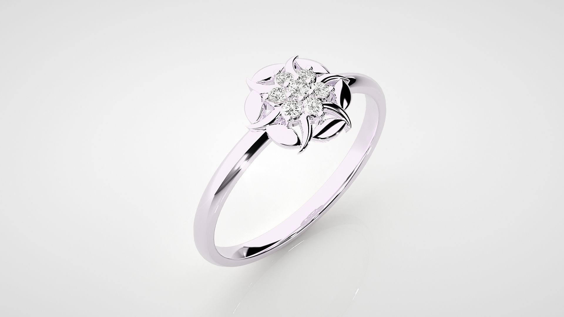 Flower Ultra light wt minimalist Women Ring 3dm stl renders 3D print model_12