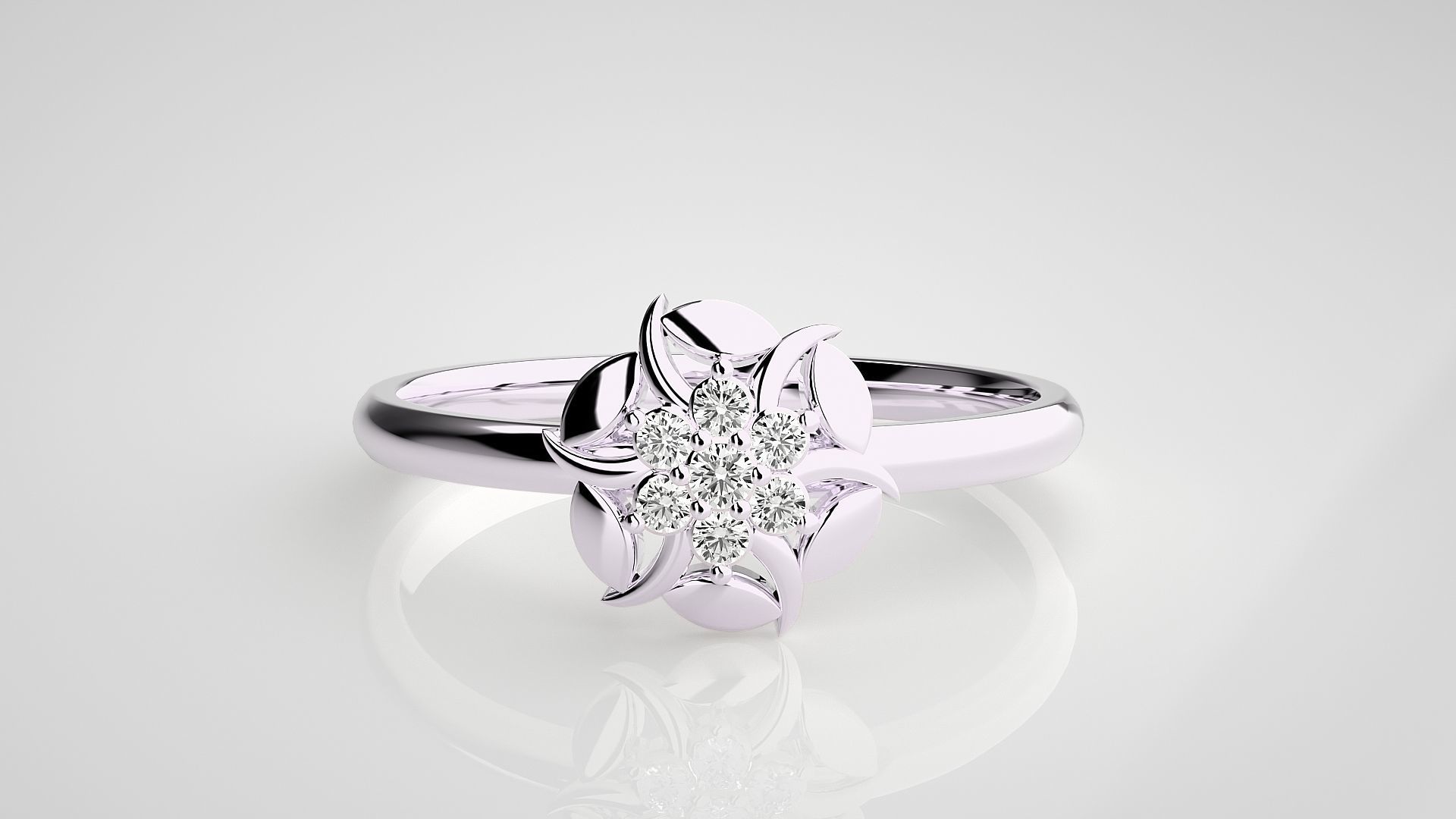 Flower Ultra light wt minimalist Women Ring 3dm stl renders 3D print model_10