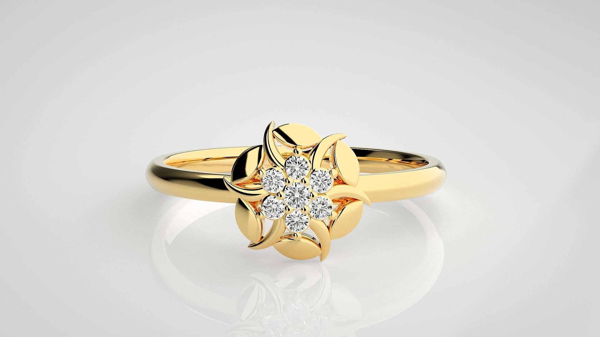 Flower Ultra light wt minimalist Women Ring 3dm stl renders 3D print model_19