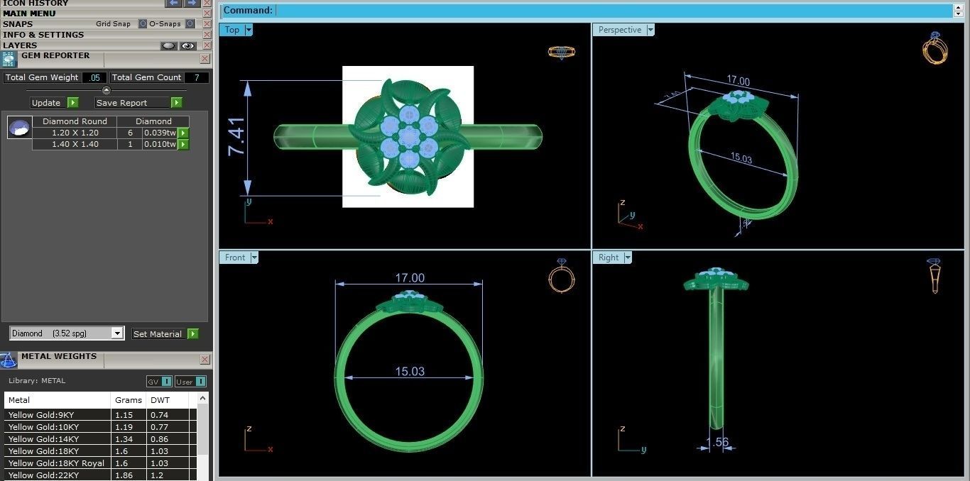 Flower Ultra light wt minimalist Women Ring 3dm stl renders 3D print model_3