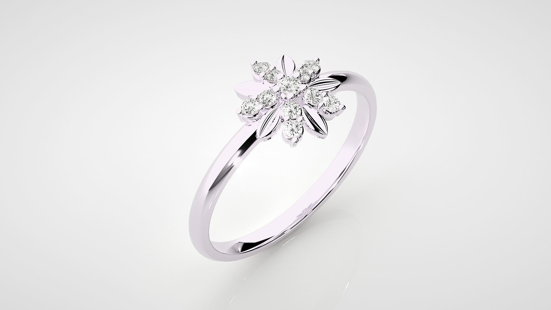 Flower Ultra light wt minimalist Women Ring 3dm stl renders 3D print model_12