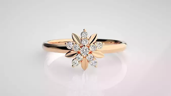 Flower Ultra light wt minimalist Women Ring 3dm stl renders 3D print model