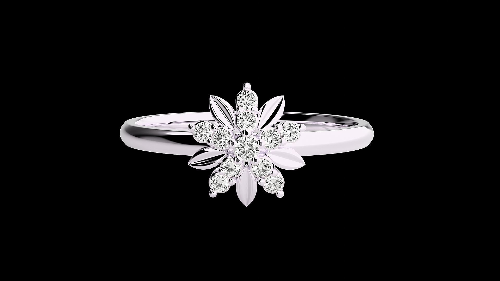Flower Ultra light wt minimalist Women Ring 3dm stl renders 3D print model_13