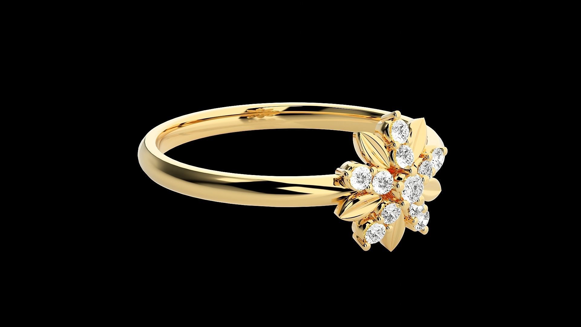 Flower Ultra light wt minimalist Women Ring 3dm stl renders 3D print model_25