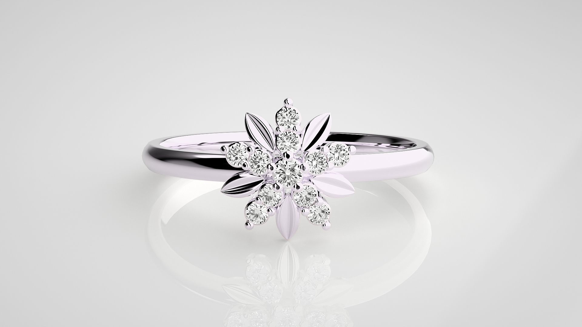 Flower Ultra light wt minimalist Women Ring 3dm stl renders 3D print model_10