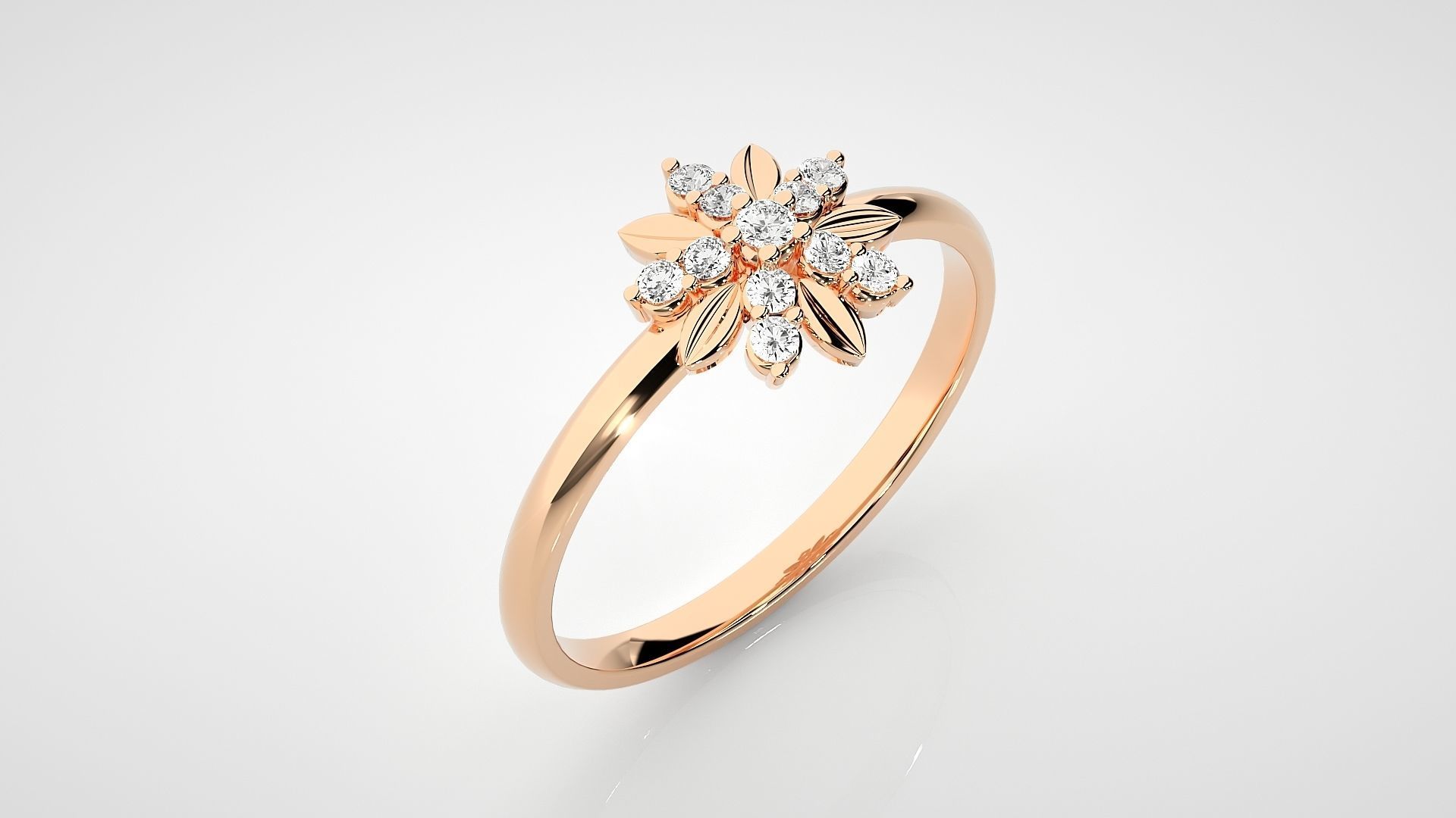 Flower Ultra light wt minimalist Women Ring 3dm stl renders 3D print model_2
