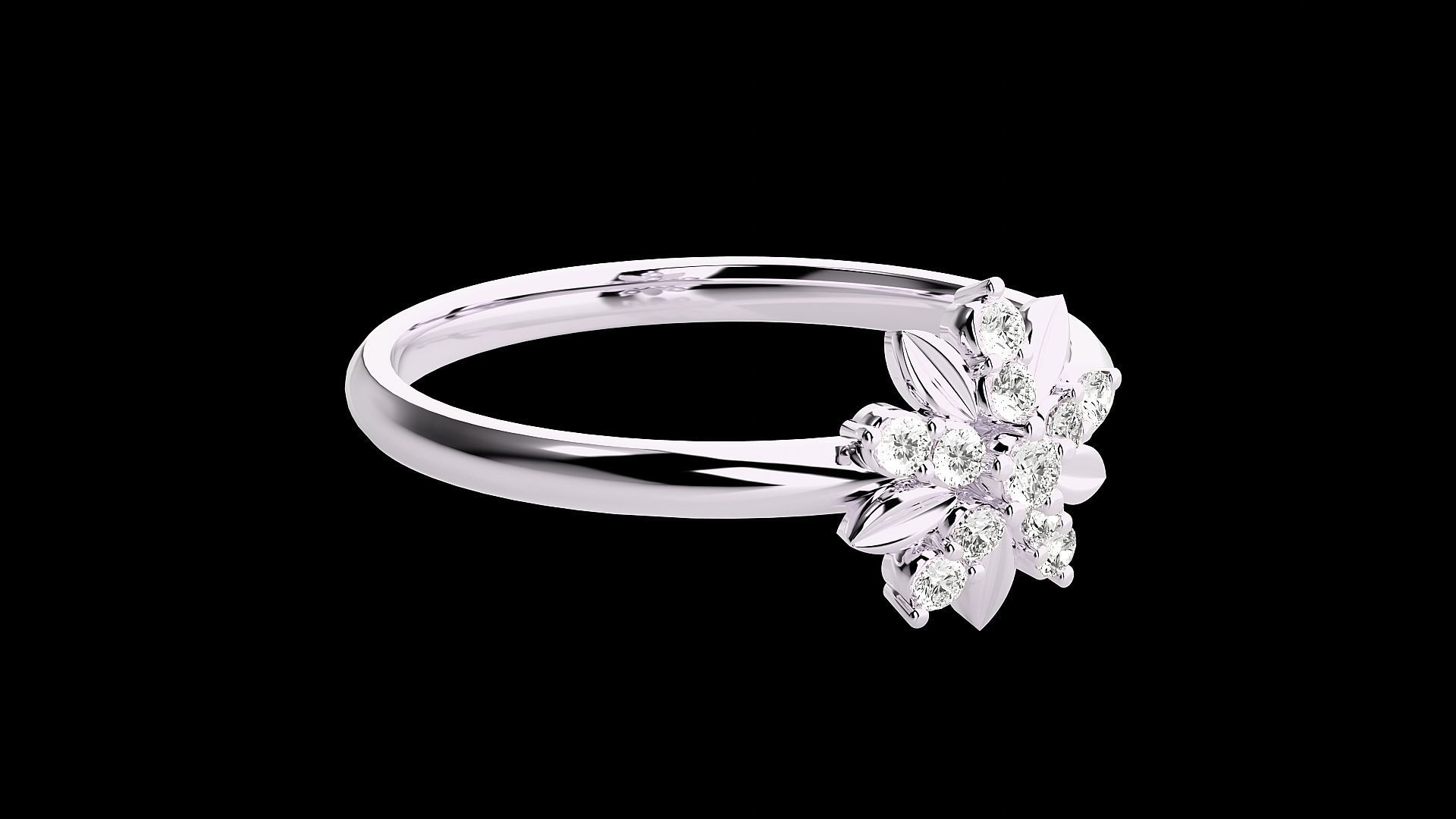 Flower Ultra light wt minimalist Women Ring 3dm stl renders 3D print model_15
