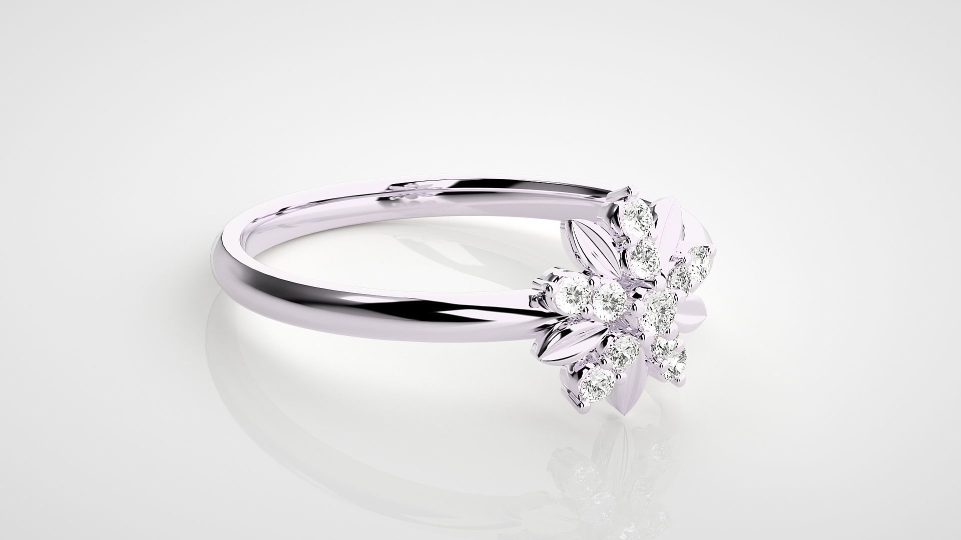 Flower Ultra light wt minimalist Women Ring 3dm stl renders 3D print model_11