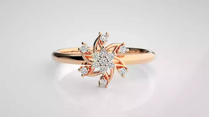 Flower Ultra light wt minimalist Women Ring 3dm stl renders 3D print model