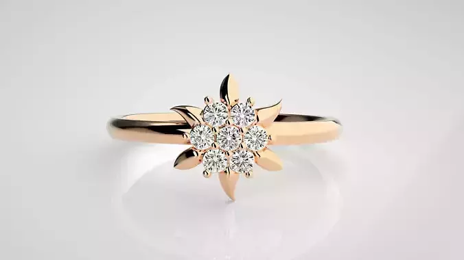 Flower Star Ultra light wt minimalist Women Ring 3dm stl renders 3D print model
