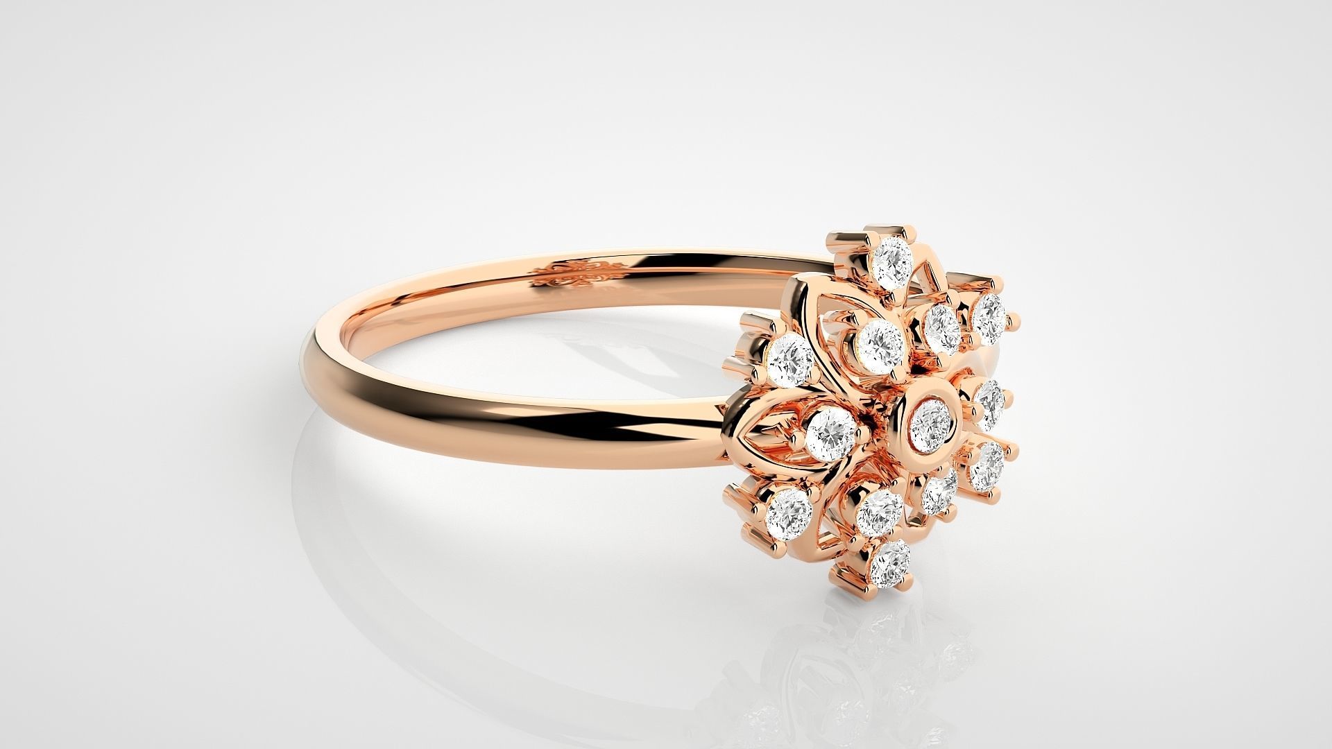 Flower Ultra light wt minimalist Women Ring 3dm stl renders 3D print model_1