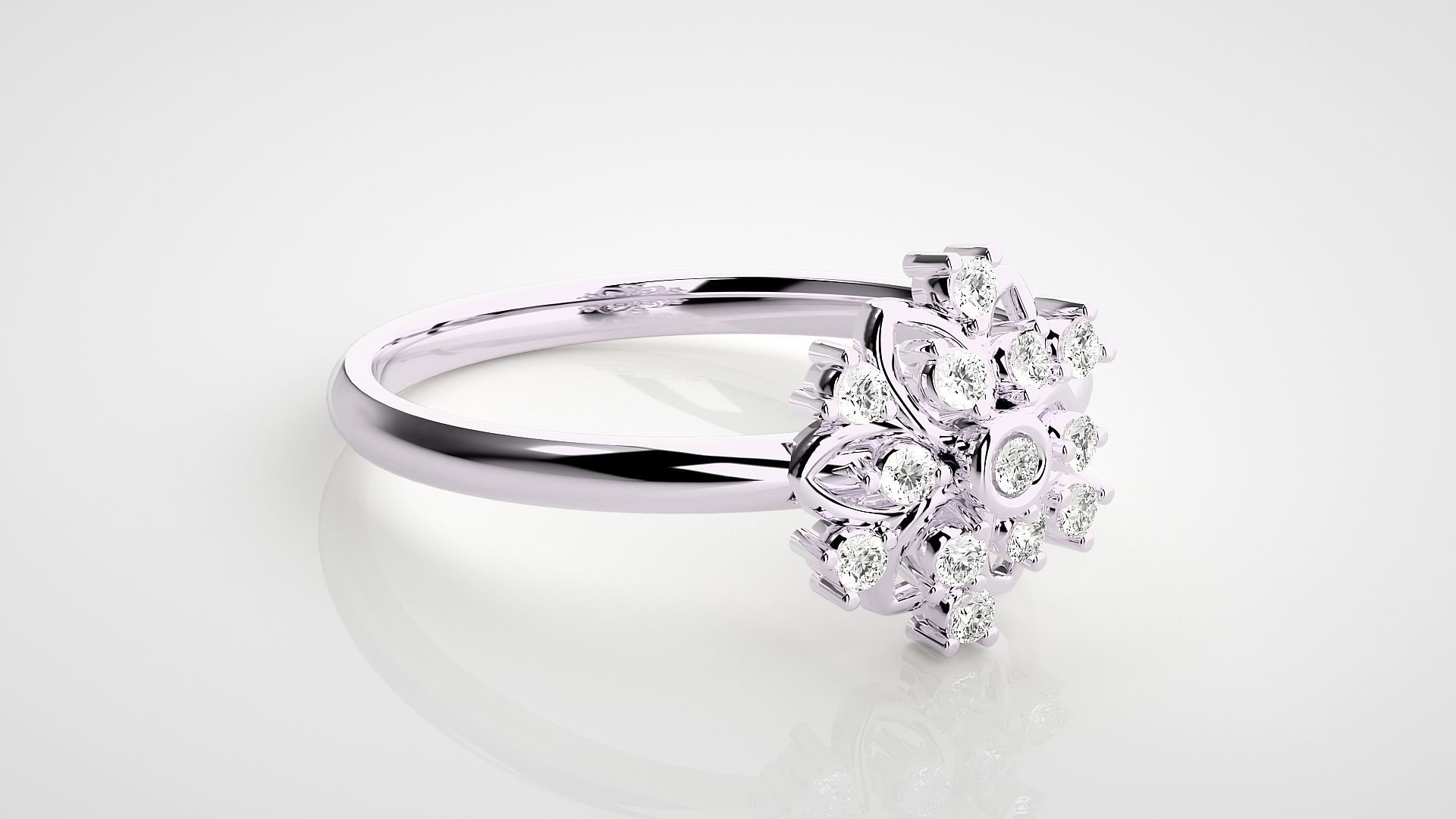 Flower Ultra light wt minimalist Women Ring 3dm stl renders 3D print model_12