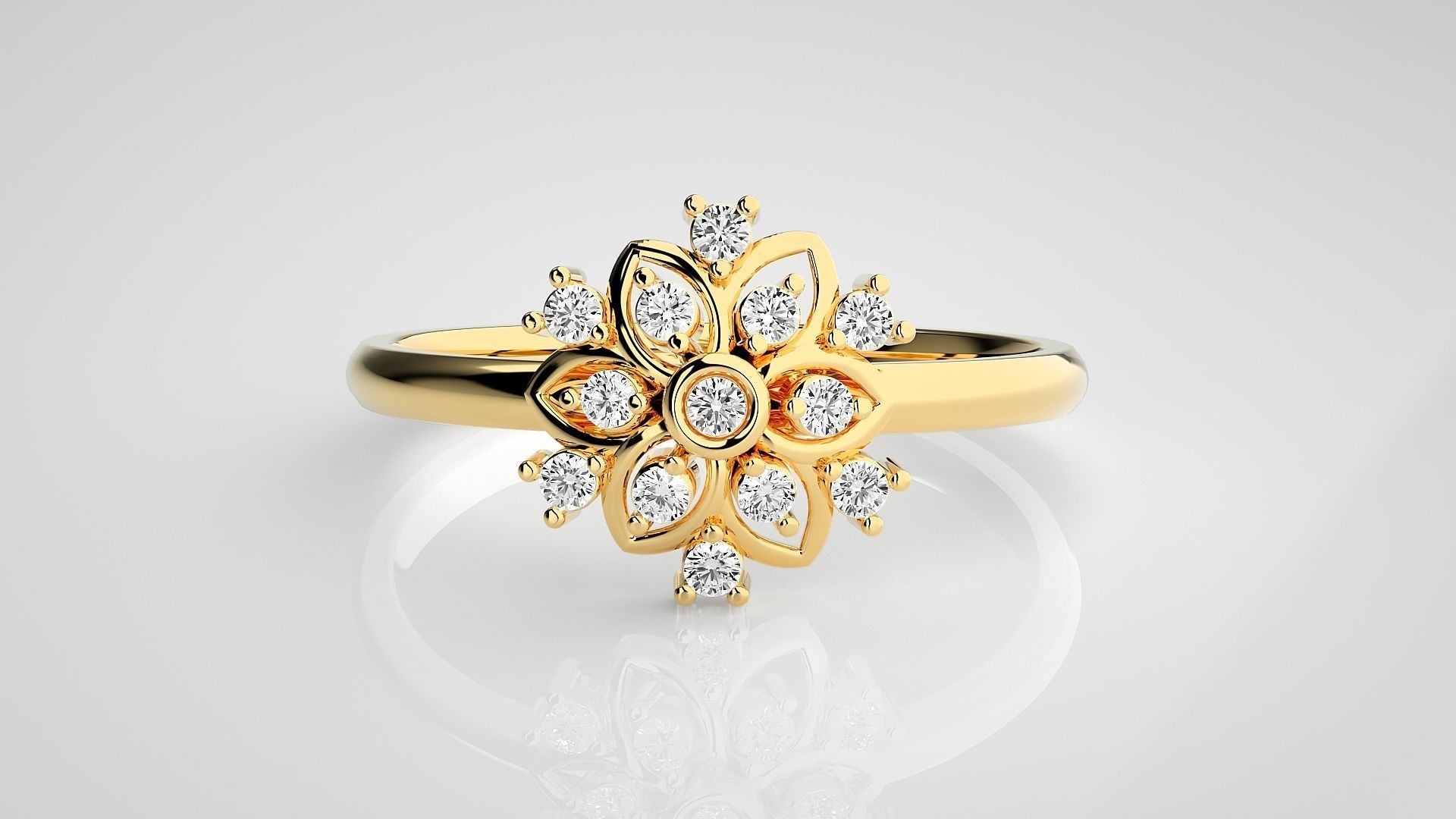 Flower Ultra light wt minimalist Women Ring 3dm stl renders 3D print model_20