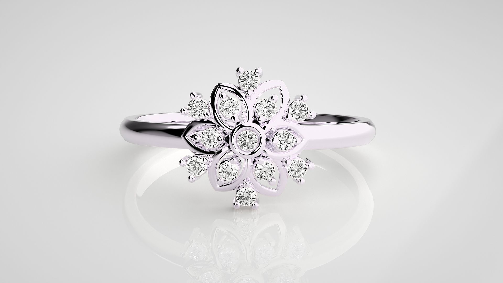 Flower Ultra light wt minimalist Women Ring 3dm stl renders 3D print model_11
